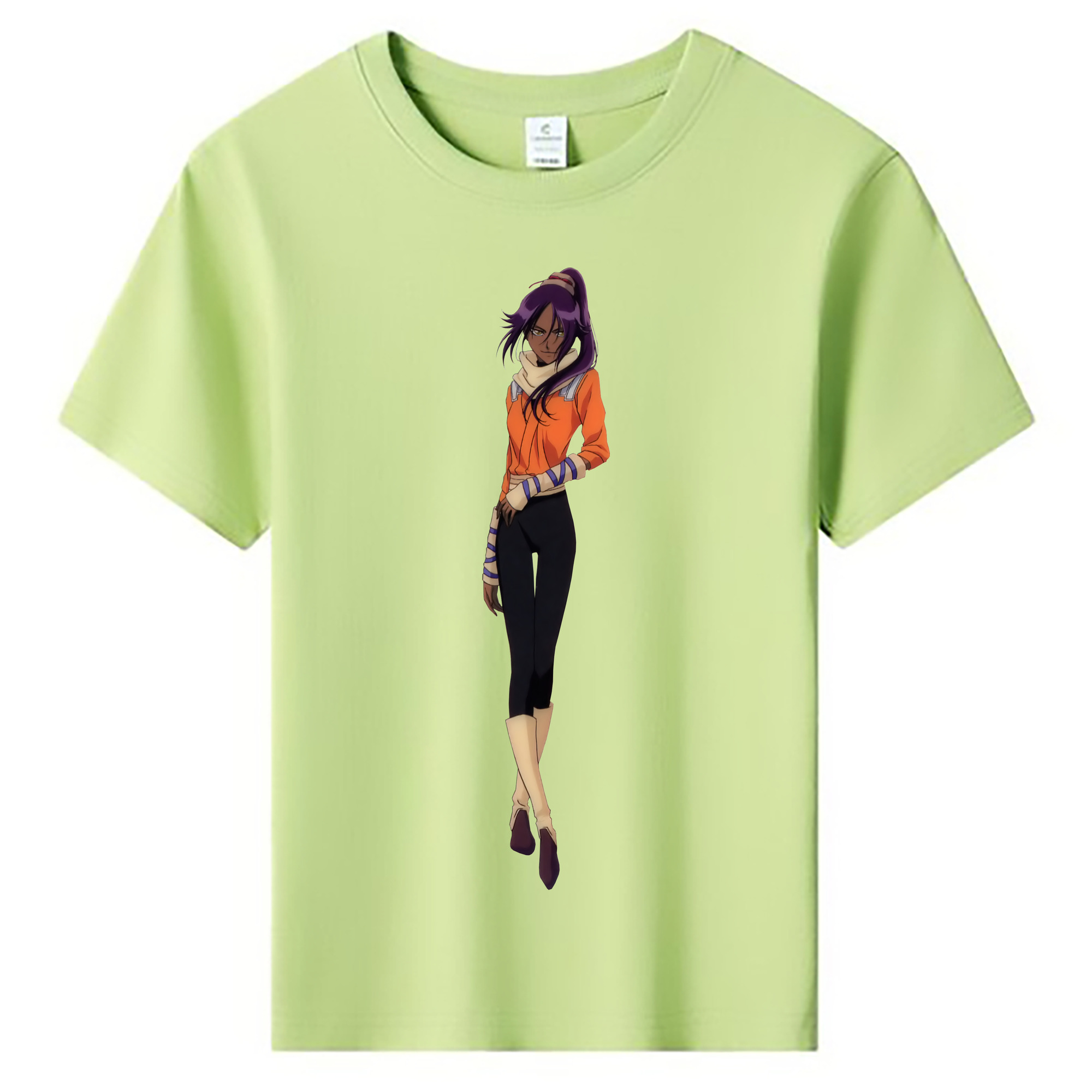 （画像用） ブリーチ 四楓院 夜一（しほういん よるいち） BLEACH Shihouin Yoruichi 綿100％キッズTシャツ（フロントプリント）